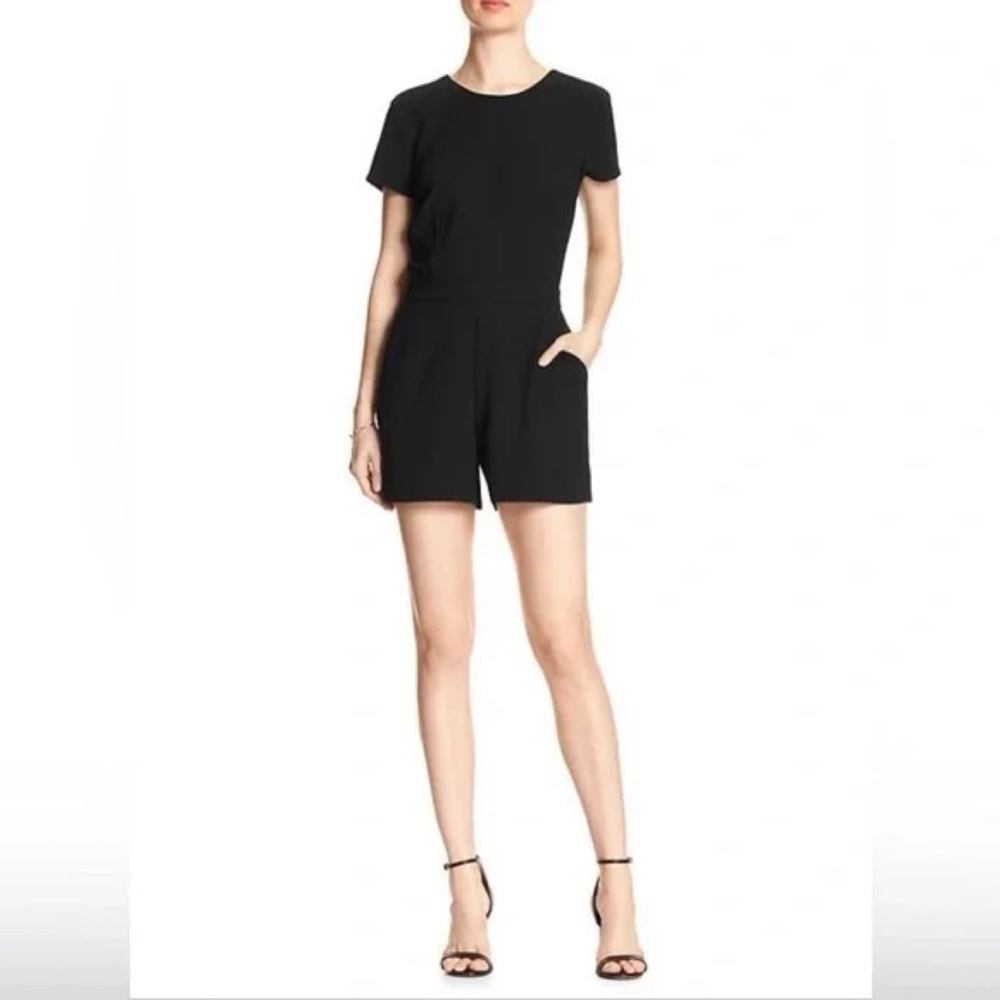 Banana Republic Black Short Sleeve Tailored Shorts Romper NWT